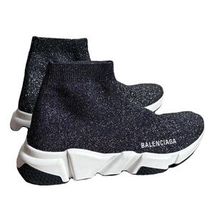 Balenciaga women Black Sparkle Sock Sneakers
